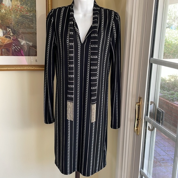 MICHAEL KORS DRESS Chain print, Tie front with chains Size XS - Picture 3 of 12